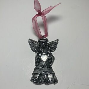 Gloria Duchin Pewter Angel Heart Ornament from 2011 collection Faith, Hope, Love